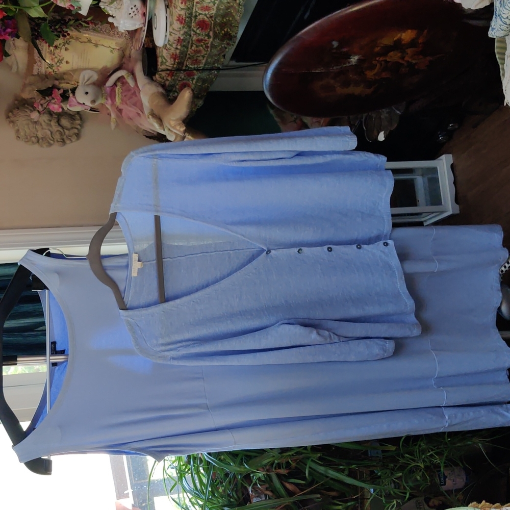 Eileen Fisher 2 pc Dress and Jacket Baby Blue 2x